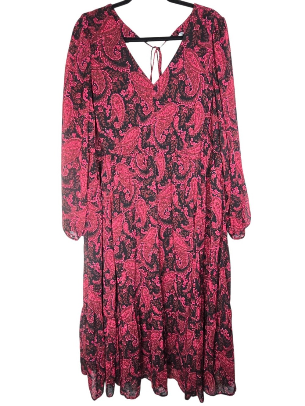 Torrid Womens Floral Paisley V-Neck Pocket Dress A-Line Long Sleeve 2X Feminine